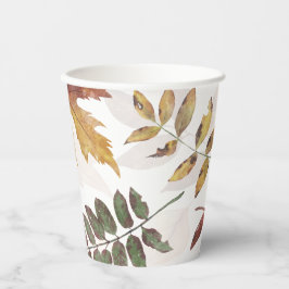 Vasos De Papel Acuarela De Caída De Foliage De Otoño
