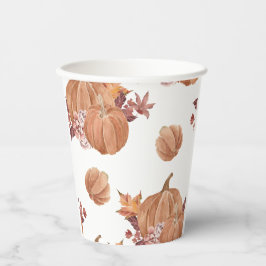 Vasos De Papel Acuarela de calabaza de otoño