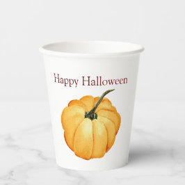 Vasos De Papel Acuarela de calabaza Orang Halloween Feliz.