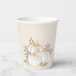 Vasos De Papel Acuarela de calabazas blancas y doradas