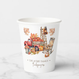 Vasos De Papel acuarela familiar personalizada Acción de Gracias