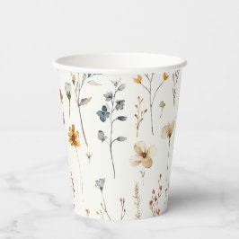 Vasos De Papel Acuarela flor silvestre boho 