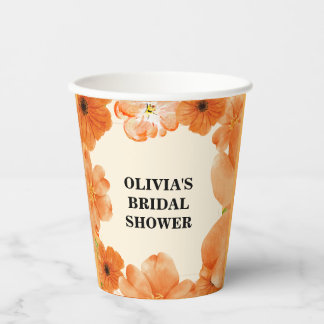 Vasos De Papel acuarela floral invitación a la ducha de novia