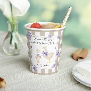 Vasos De Papel Acuarela Ganso Tonto con lazo Baby Shower