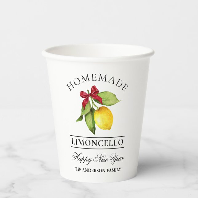 Vasos De Papel Acuarela Limoncello Casero Año Nuevo (Anverso)