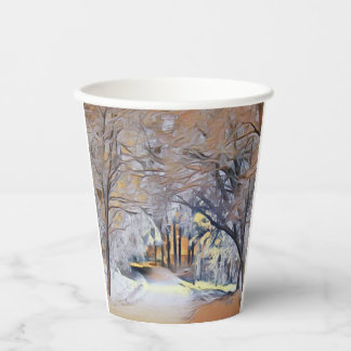 Vasos De Papel Acuarela moderna de árboles nevados de colores