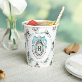 Vasos De Papel Acuarela Monograma Ostión de Oso Azul Costero