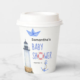 Vasos De Papel Acuarela náutica - ducha de bebé