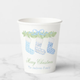 Vasos De Papel Acuarela Navidades azules y blancos