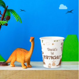 Vasos De Papel Acuarela Neutral Dino Rex Cumpleaños