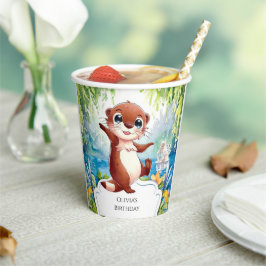Vasos De Papel Acuarela Niños Otter Birday