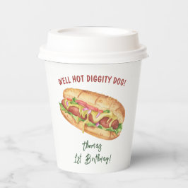 Vasos De Papel Acuarela Niños Perros Calientes Cumpleaños