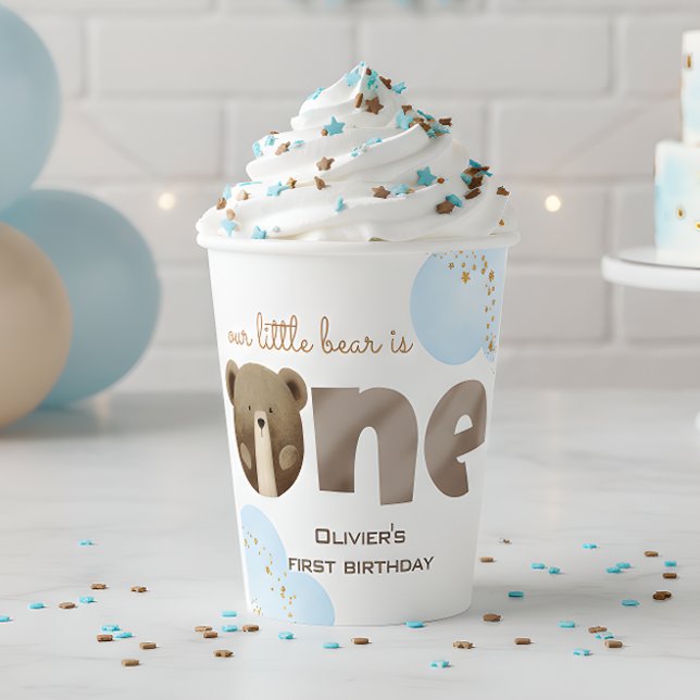 Vasos De Papel Acuarela nuestro oso pequeño es un cumpleaños de b (Subido por el creador)