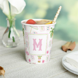 Vasos De Papel Acuarela Palm Beach Mahjong