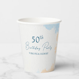 Vasos De Papel Acuarela Pastel Azul Cualquier cumpleaños de edad