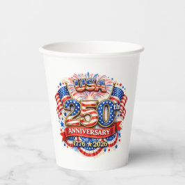 Vasos De Papel Acuarela Patriótica del 250 Aniversario de Estados