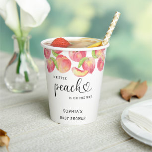 Vasos De Papel Acuarela Peachcita está en camino baby shower