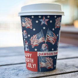 Vasos De Papel acuarela personalizada 4 de julio