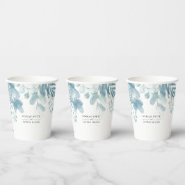 Vasos De Papel Acuarela Rustic Blue Wild Meadow Boda