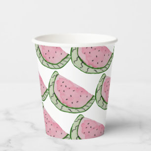 Vasos De Papel Acuarela Sandía Doodles Patrón Pintado 