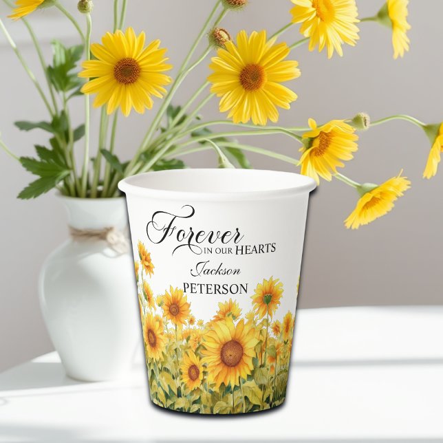 Vasos De Papel Acuarela Sunflower Celebración Del Funeral De La V (Subido por el creador)