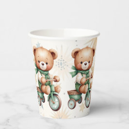 Vasos De Papel Acuarela Teddy Bear Stars Green Bike Fiesta