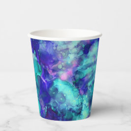 Vasos De Papel acuarelas de fantasía azul: