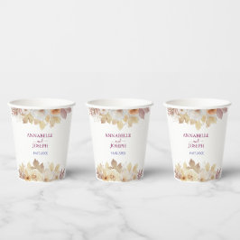 Vasos De Papel acuarelas Florales Botánica Moderna Boda