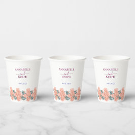 Vasos De Papel acuarelas Florales Botánico Moderno Boda