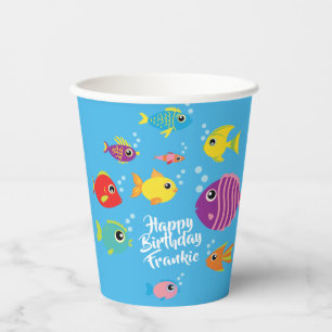 Vasos De Papel Acuario de pescado Fiesta de cumpleaños 1