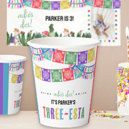 Vasos De Papel Adiós dos tres veces esta tercera fiesta de cumple