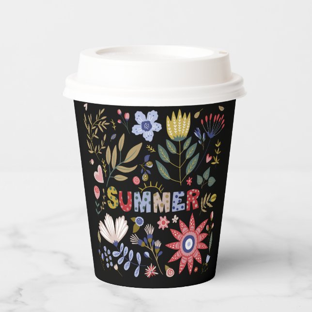 Vasos De Papel Adiós Escuela, Hola Summer Y Flores (Anverso)