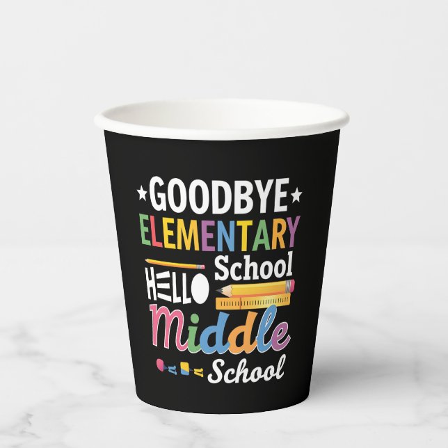 Vasos De Papel Adiós Escuela Primaria Hola Escuela Secundaria (Anverso)