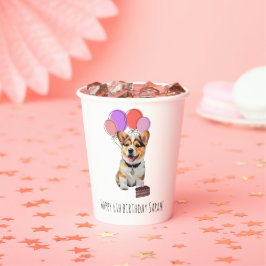 Vasos De Papel Adorable Corgi Birthday Cup Customizable