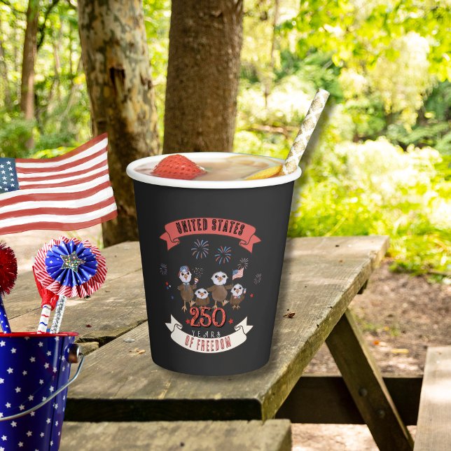 Vasos De Papel Adorable familia Eagle US 250 años de libertad (Adorable Eagle Family US 250 Years of Freedom Paper Cups)