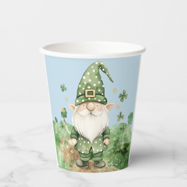 Vasos De Papel Adorable Green St. Patrick's Day Gnomes (Anverso)