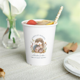 Vasos De Papel Adorable Hedgehog Family Baby Shower
