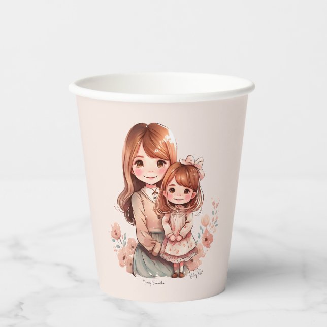 Vasos De Papel Adorable mamá y yegua (Anverso)