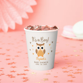 Vasos De Papel Adorable Owl Baby Shower Boy