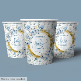 Vasos De Papel Adorable Pastel Blue Gold Cuadros de papel persona