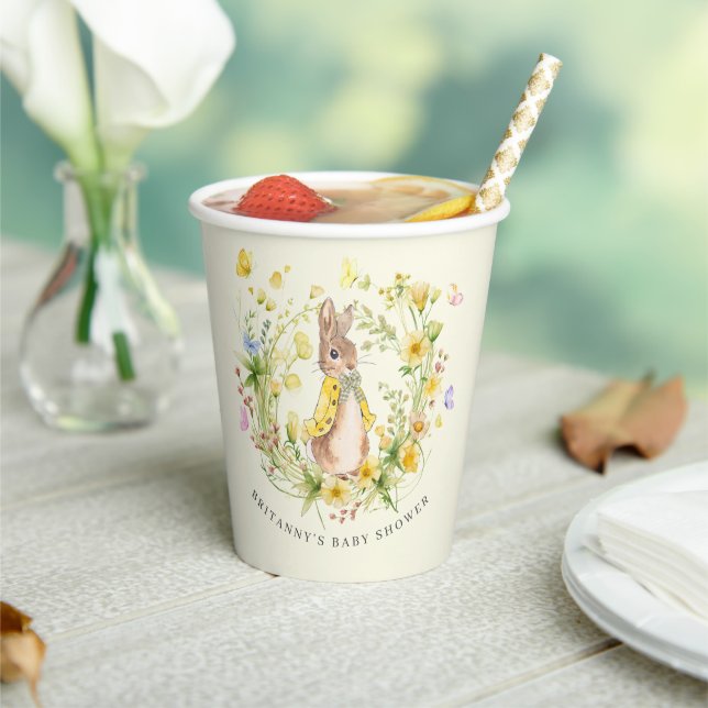 Vasos De Papel Adorable Peter Rabbit Wildflower Baby Shower (in situ)