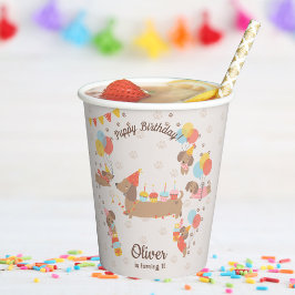 Vasos De Papel Adorable Puppy Dog Birthday Pawty