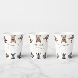 Vasos De Papel Adorable Safari Forest Animals Cumpleaños