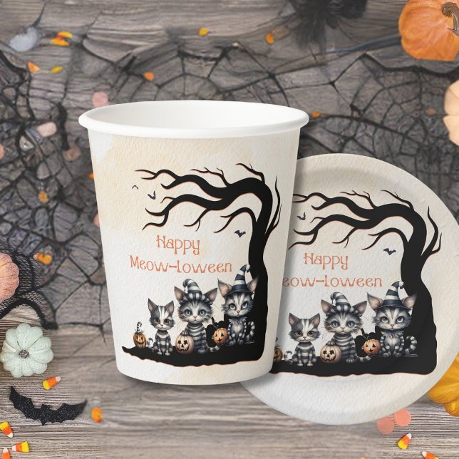 Vasos De Papel Adorable Spooky Halloween Ghoul Ghost Kitten (Subido por el creador)