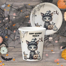Vasos De Papel Adorable Spooky Halloween Kitten