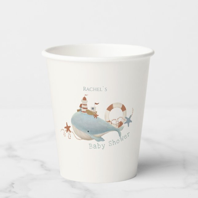 Vasos De Papel Adorable Whale Baby Shower (Anverso)