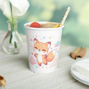 Vasos De Papel Adorable Woodland Fox Baby Shower