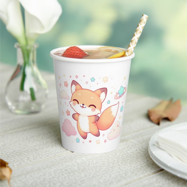 Vasos De Papel Adorable Woodland Fox Baby Shower (in situ)