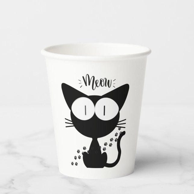 Vasos De Papel Adorables amantes del gato. (Anverso)