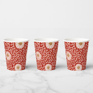 Vasos De Papel Adorno chino rojo blanco floral de Owen Jones